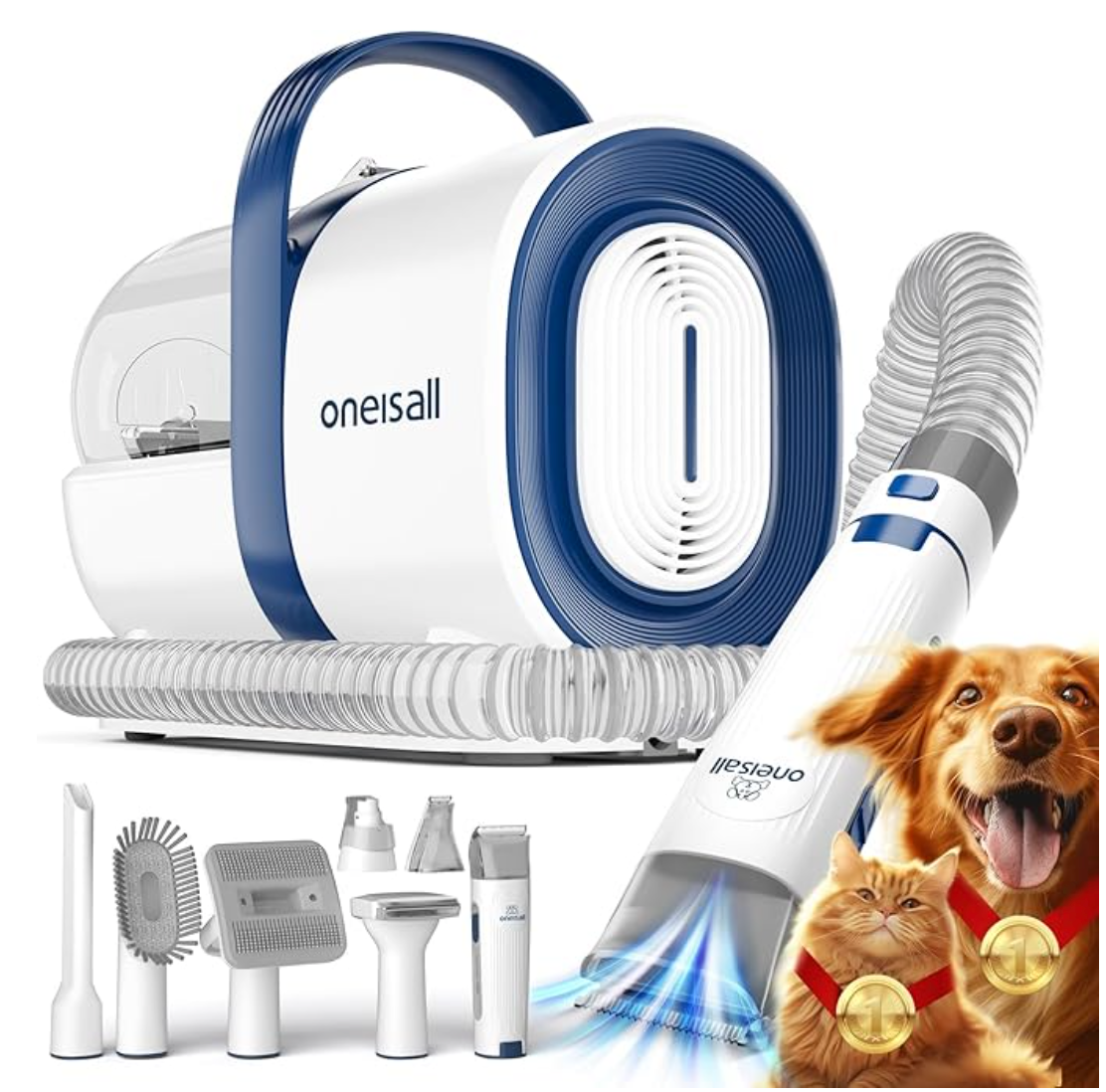 oneisall Dog Grooming Vacuum Kit with Clippers & Nail Grinder